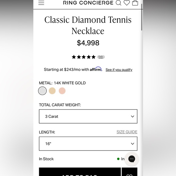 14kt White Gold Diamond Tennis Necklace 3.3ct - Picture 15 of 16